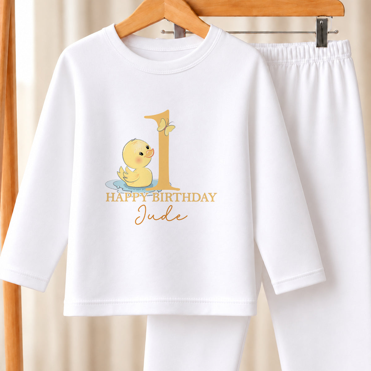 Personalised First Birthday white pyjamas