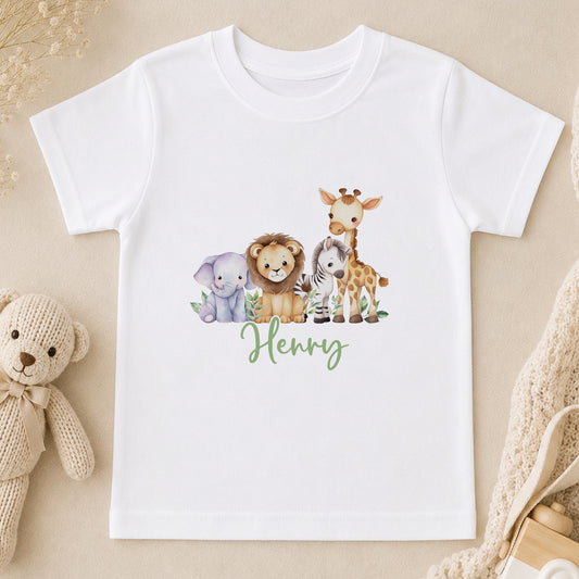 Personalised Jungle Safari New Baby Gift t-shirt