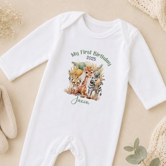 Personalised First Birthday sleepsuit