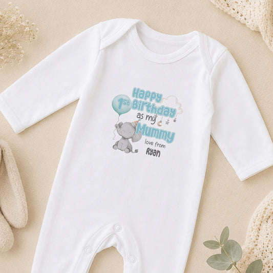 Personalised Trunk-Loads of Love Elephant sleepsuit