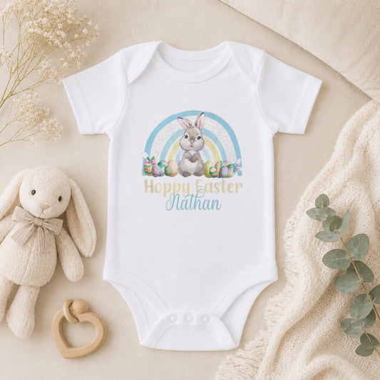 Personalised Easter Bunny Rainbow Baby Bib & baby vest