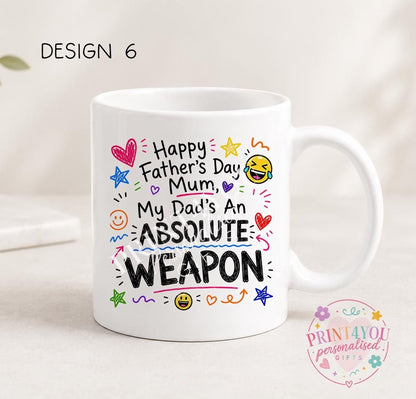 Sweary Father's Day mug design 12, double sided ceramic coffee mug