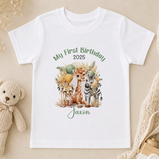 Personalised Boho Safari First Birthday t-shirt