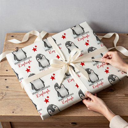 Printed christmas wrapping paper shown as wrapping paper