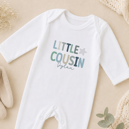 Personalised Little Cousin sleepsuit