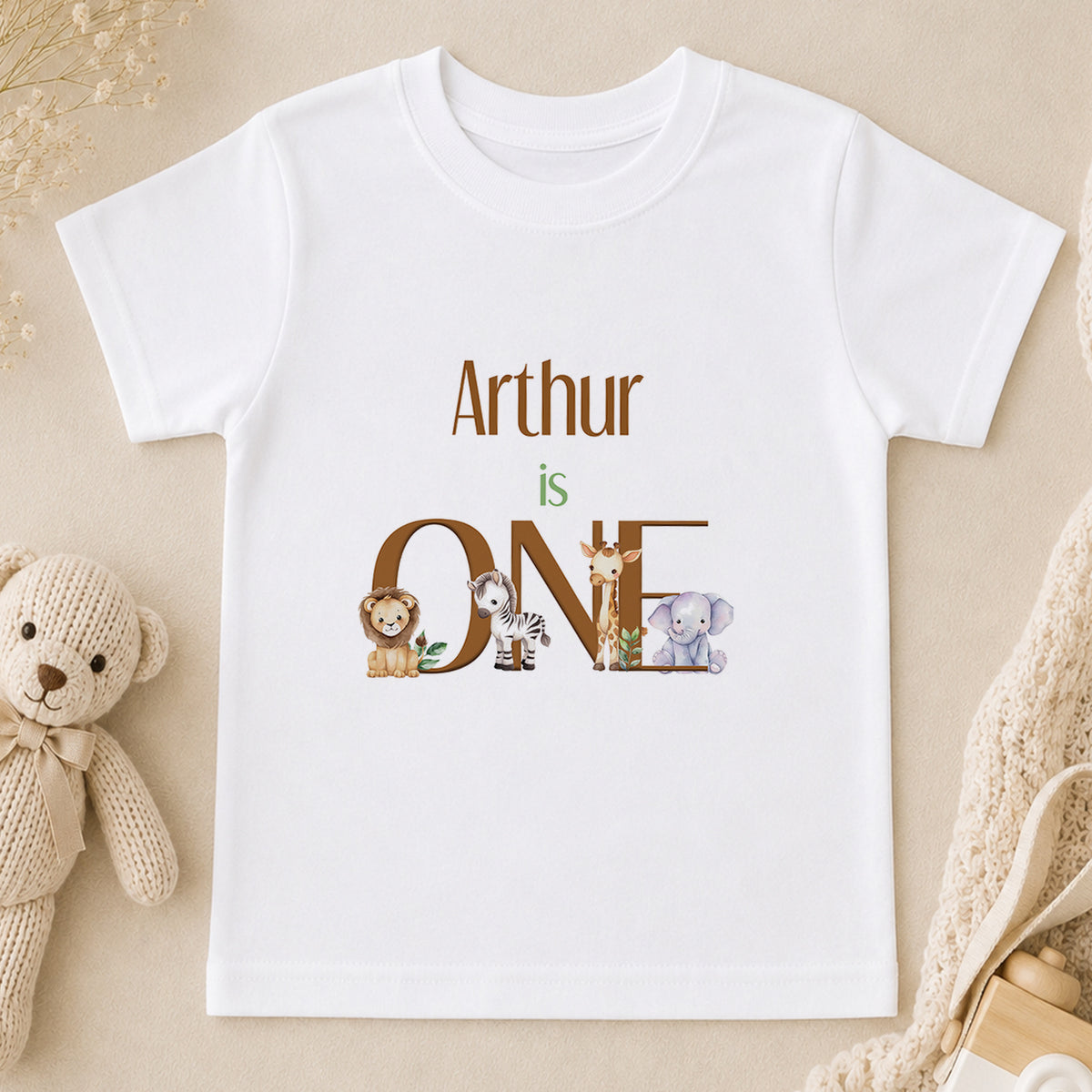 Personalised Wild Safari First Birthday t-shirt