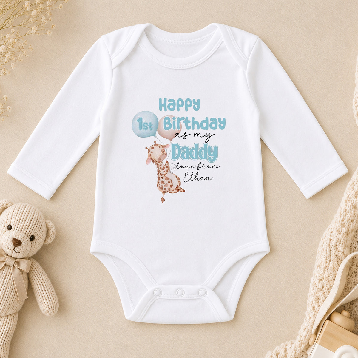 Personalised Happy Birthday Daddy long sleeve vest