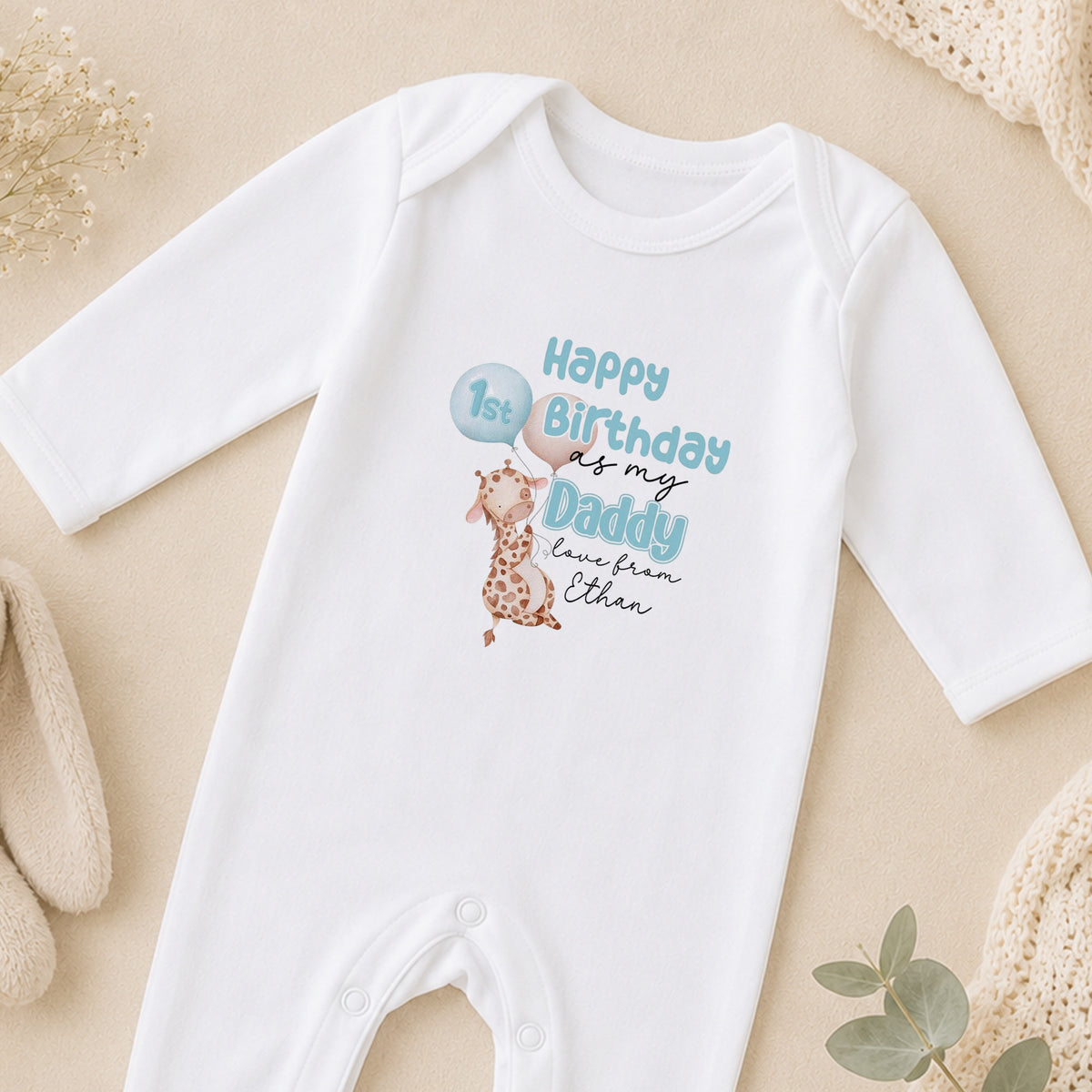 Personalised Happy Birthday Daddy sleepsuit