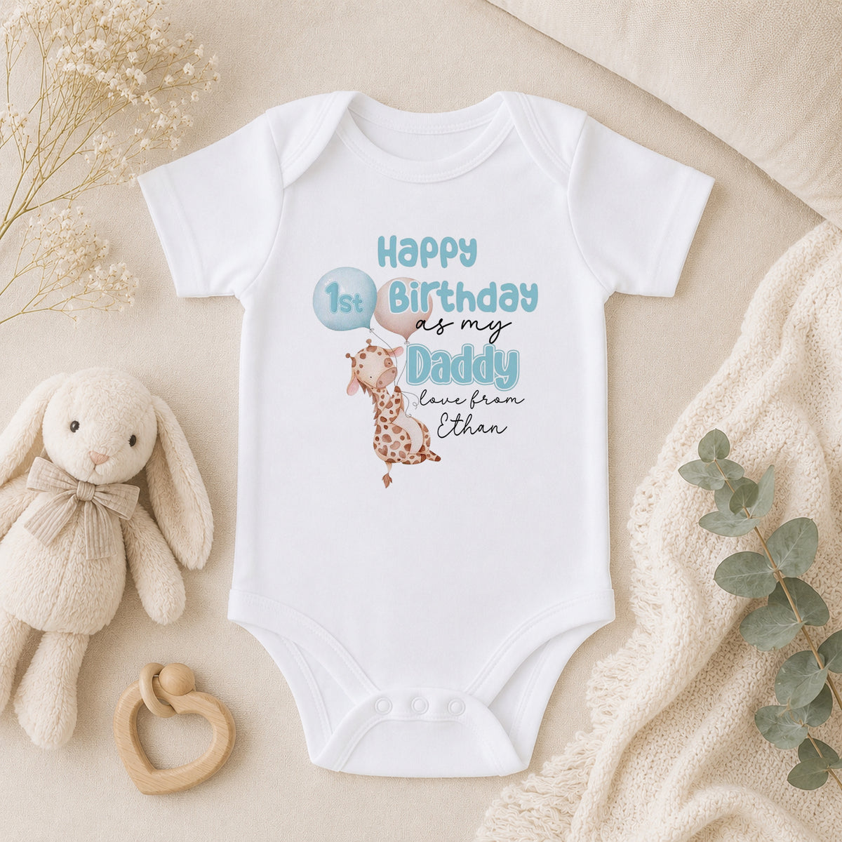 Personalised Happy Birthday Daddy baby vest