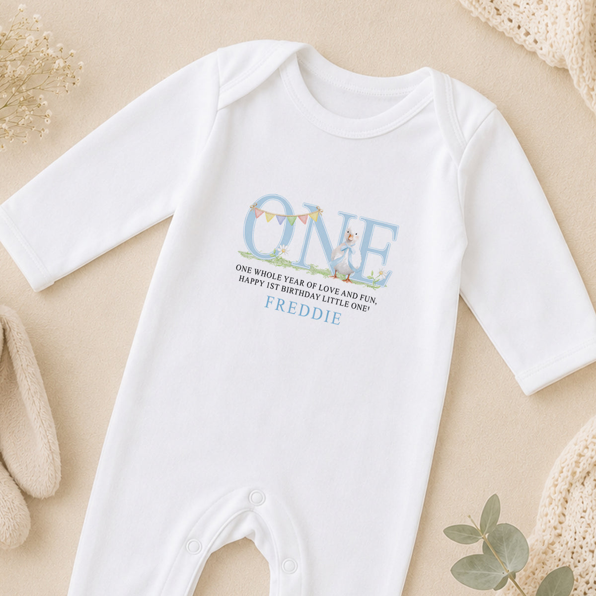 Personalised First Birthday sleepsuit