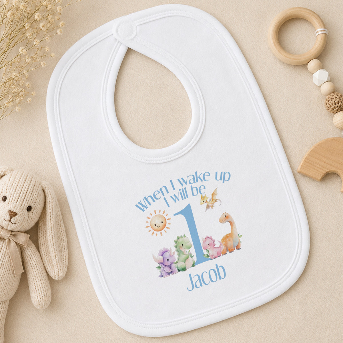 Personalised Blue Striped Pyjamas bib