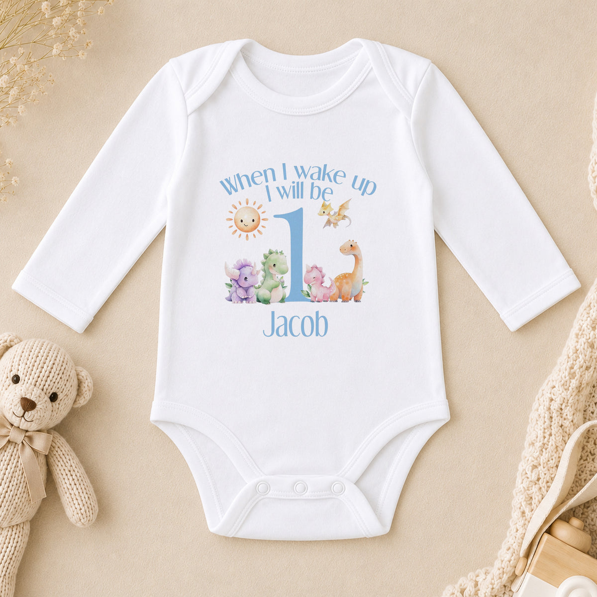 Personalised Blue Striped Pyjamas long sleeve vest
