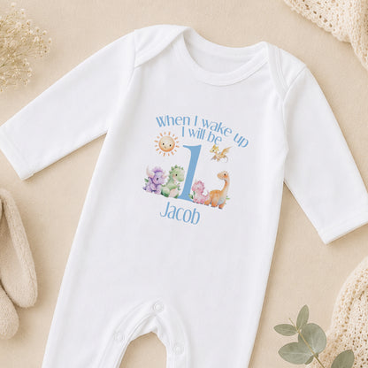Personalised Blue Striped Pyjamas sleepsuit