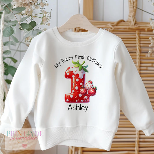 Personalised soft first birthday sweatshirt in size 6-12 months with custom baby name