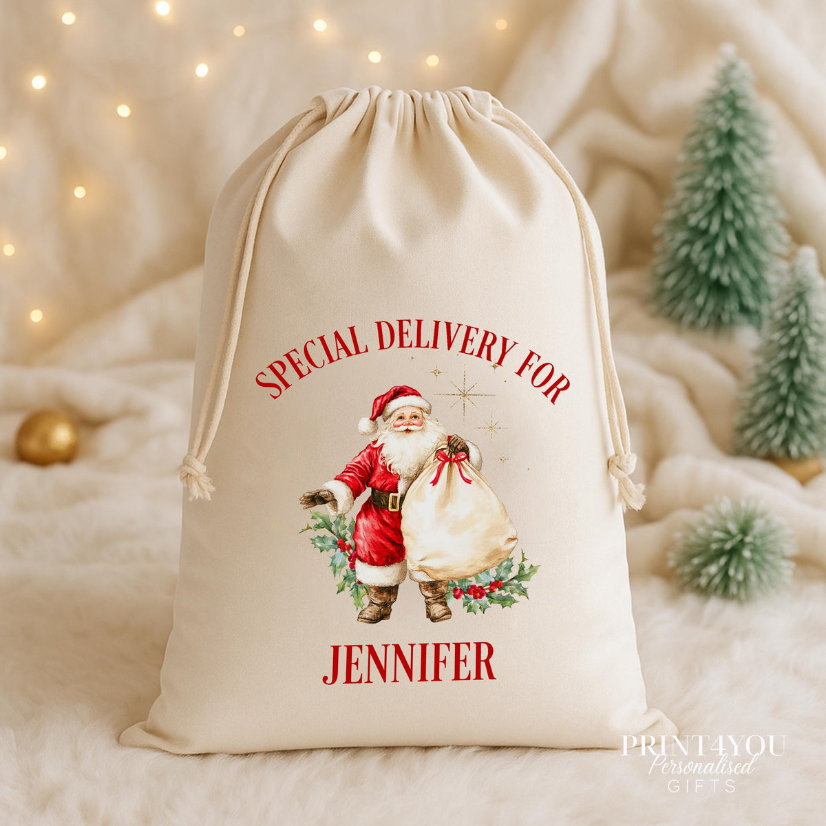 Personalised Santa Sack – Large Christmas Gift Bag – Vintage Cotton Sack