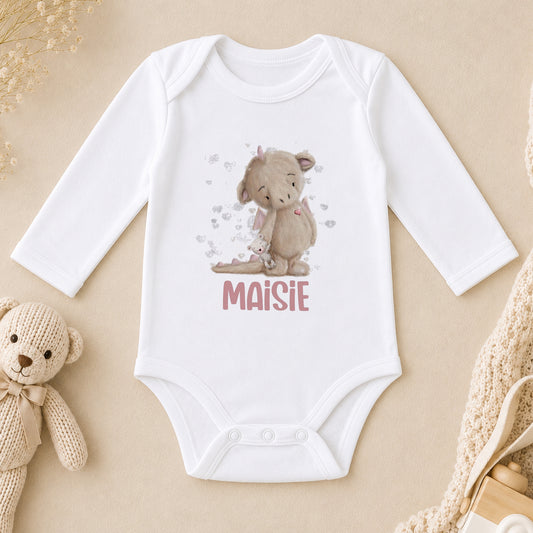 Personalised Pink Baby Dragon New Baby Gift long sleeve vest