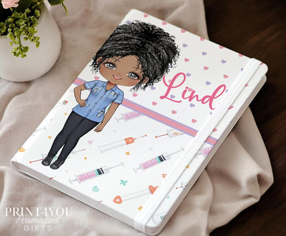 Personalised PU leather nurse notebook – Nurse character 5 design