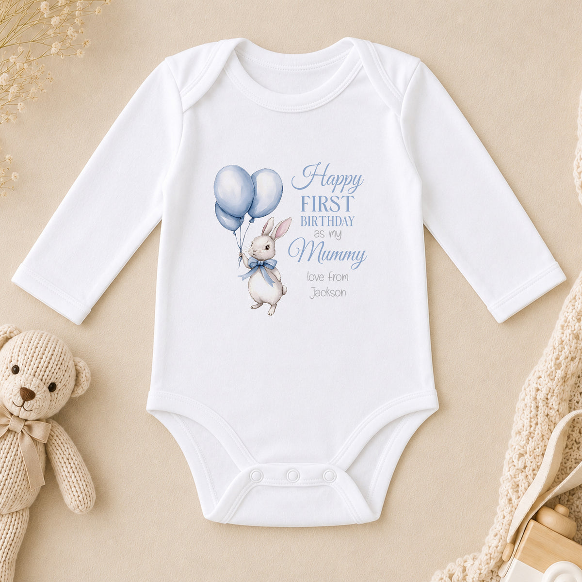 Personalised Happy 1st Birthday as my Mummy Baby long sleeve vest