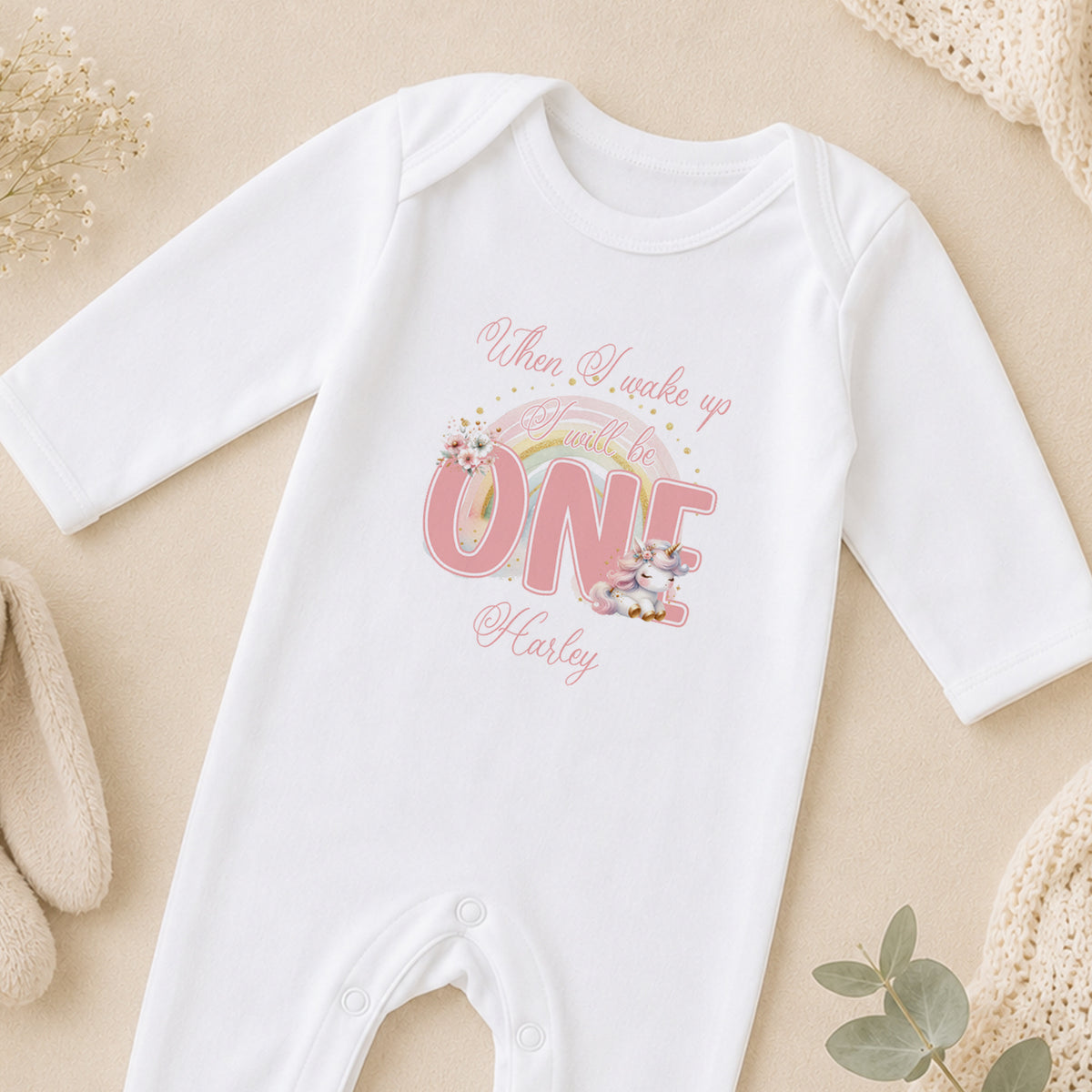 Personalised First Birthday sleepsuit
