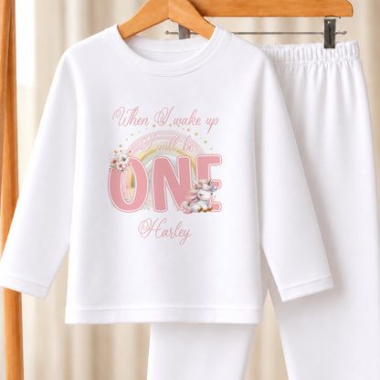 Personalised First Birthday white pyjamas