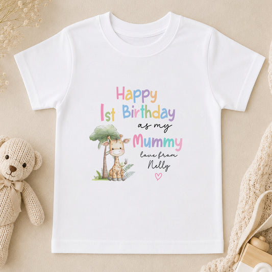 Personalised Giraffe 1st Birthday t-shirt