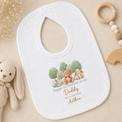 Personalised Woodland Deer First Birthday bib