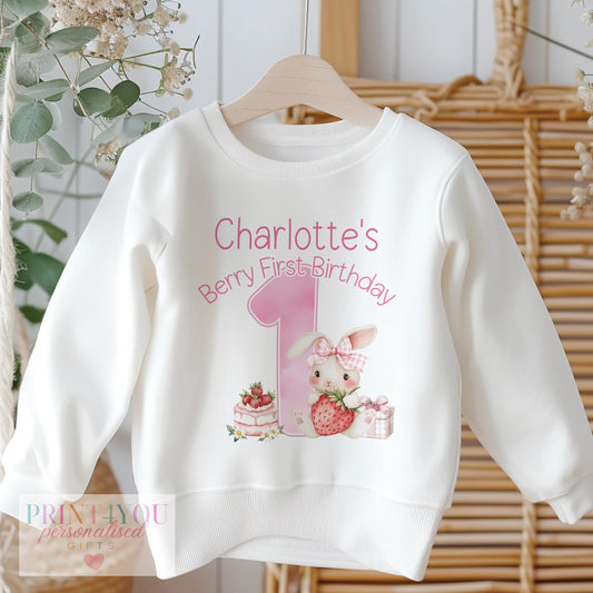 Personalised 'I Am One' berry and strawberry sweatshirt, size 6-12 months