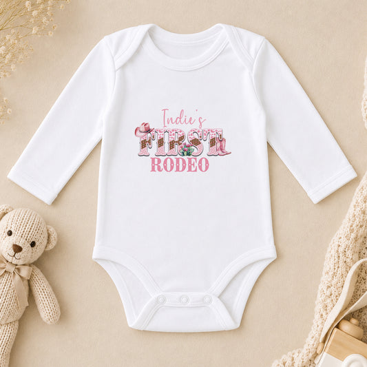 Personalised My First Rodeo long sleeve vest