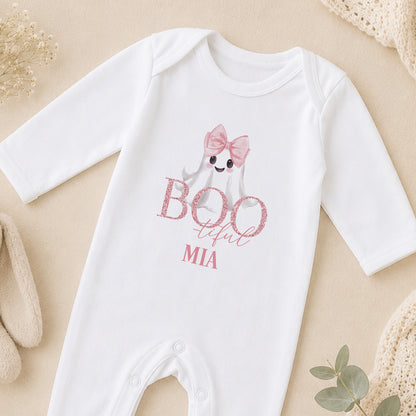 Personalised First Halloween Baby sleepsuit