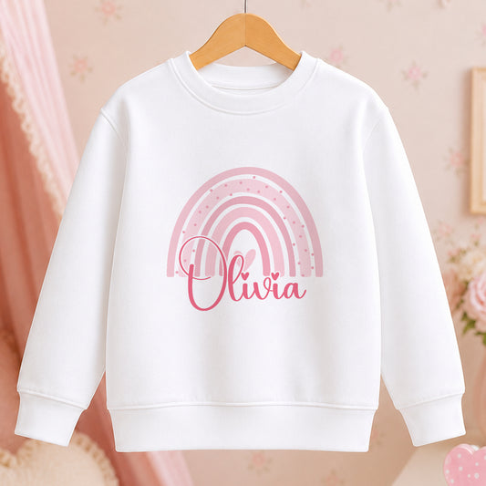 Personalised Pink Rainbow Sweatshirt for Kids jumper