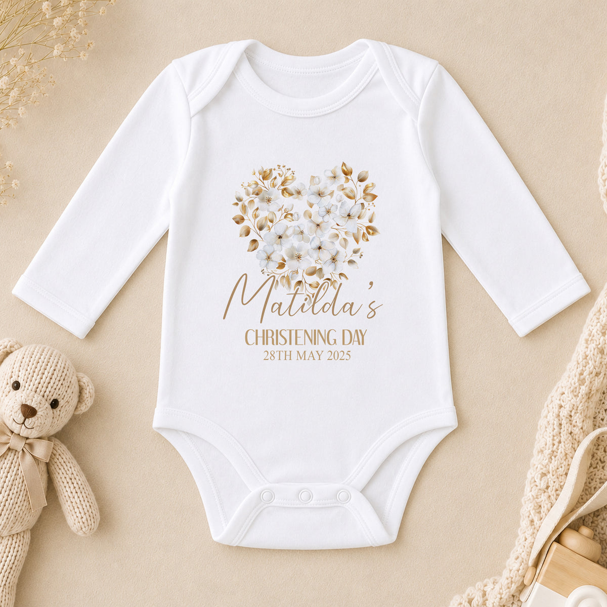 Personalised Christening long sleeve vest