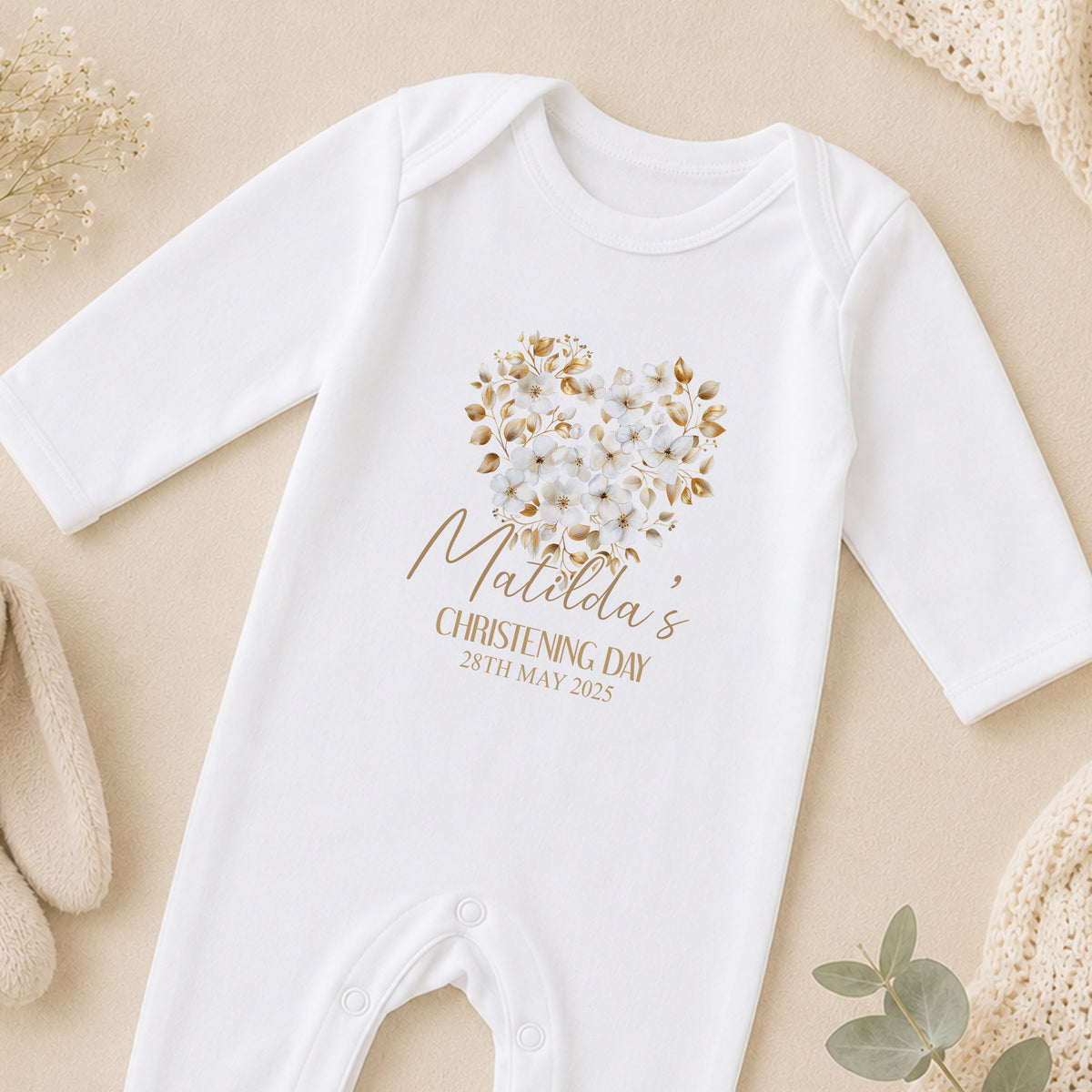 Personalised Christening sleepsuit
