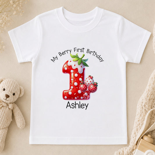 Personalised My Berry First Birthday Strawberry t-shirt