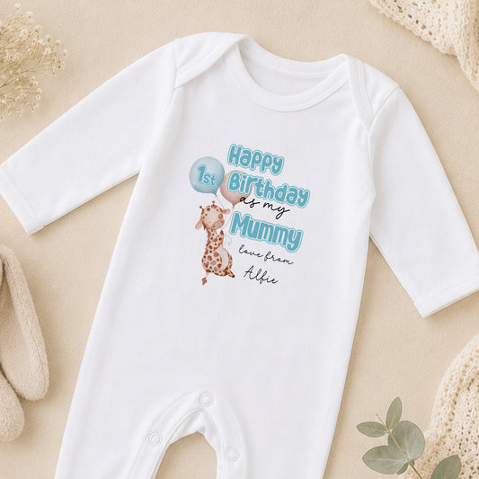 Personalised Happy Birthday Mummy sleepsuit