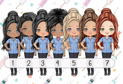 Personalised nurse and midwife bag charm with swivel clip, Nurse 2 character design