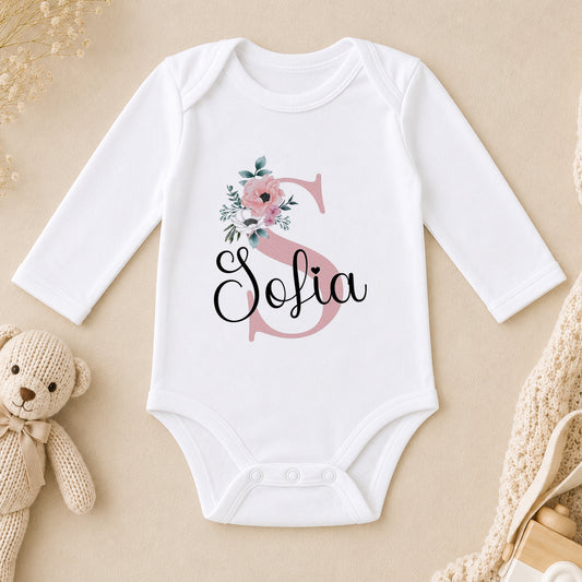 Personalised Baby Girl long sleeve vest