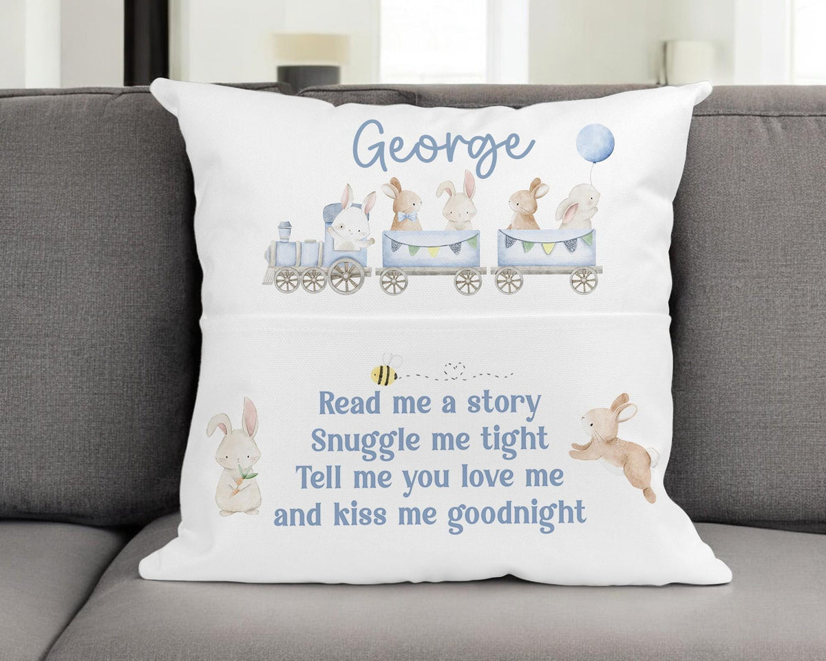 Personalised bunny book cushion cover only, cute bunny design