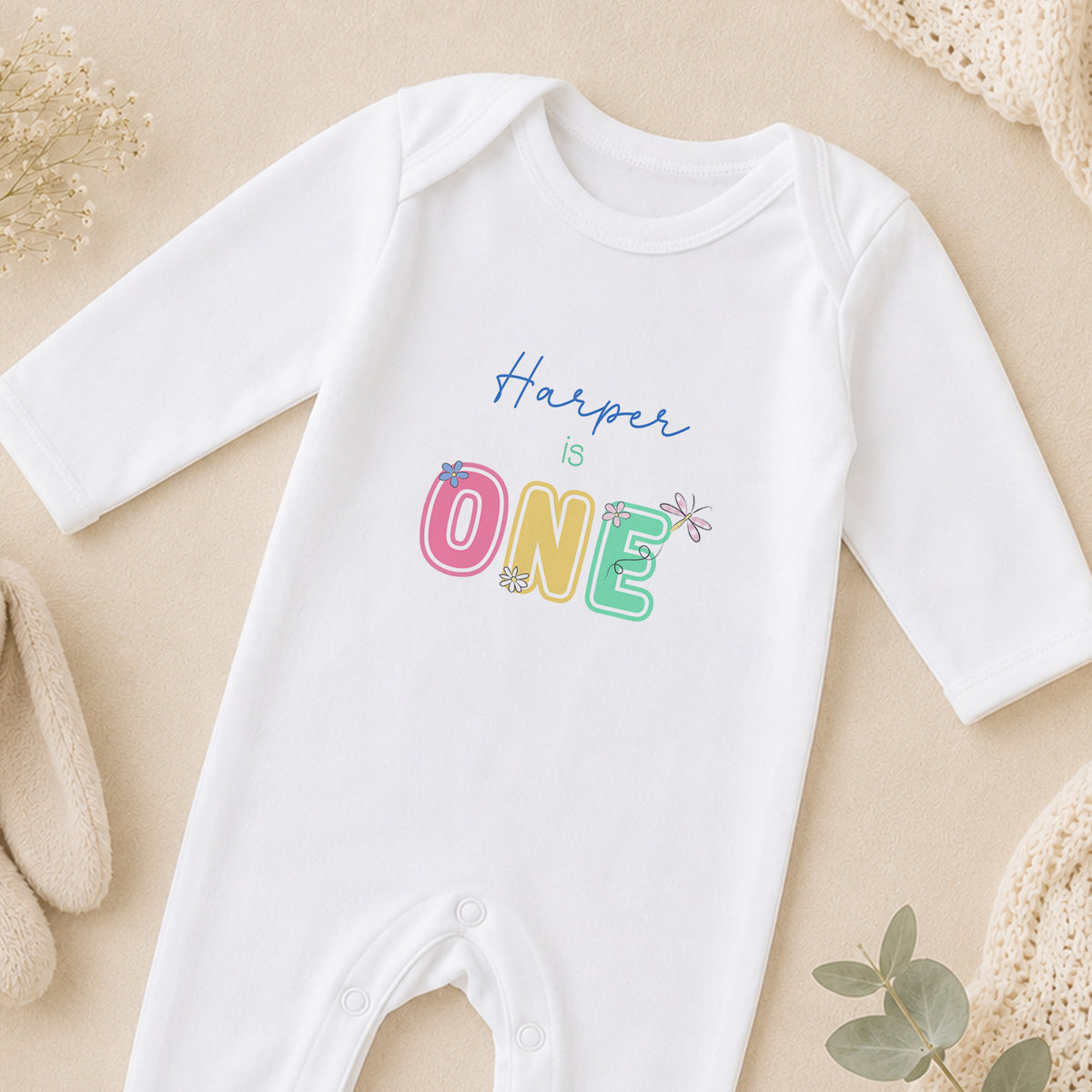 Personalised First Birthday sleepsuit