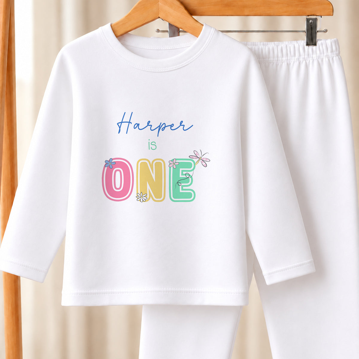 Personalised First Birthday white pyjamas