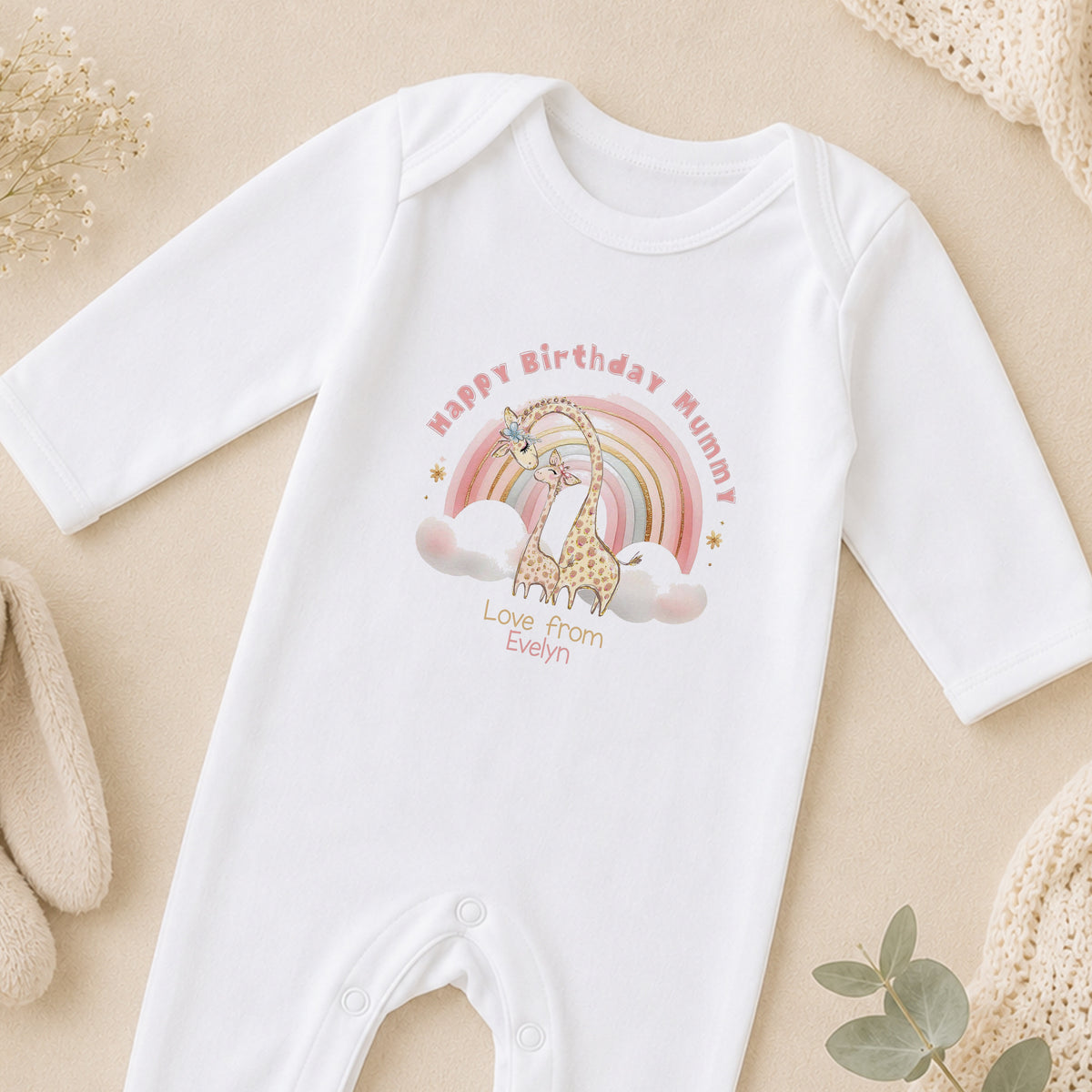 Personalised Mummys First Birthday As A Mum sleepsuit