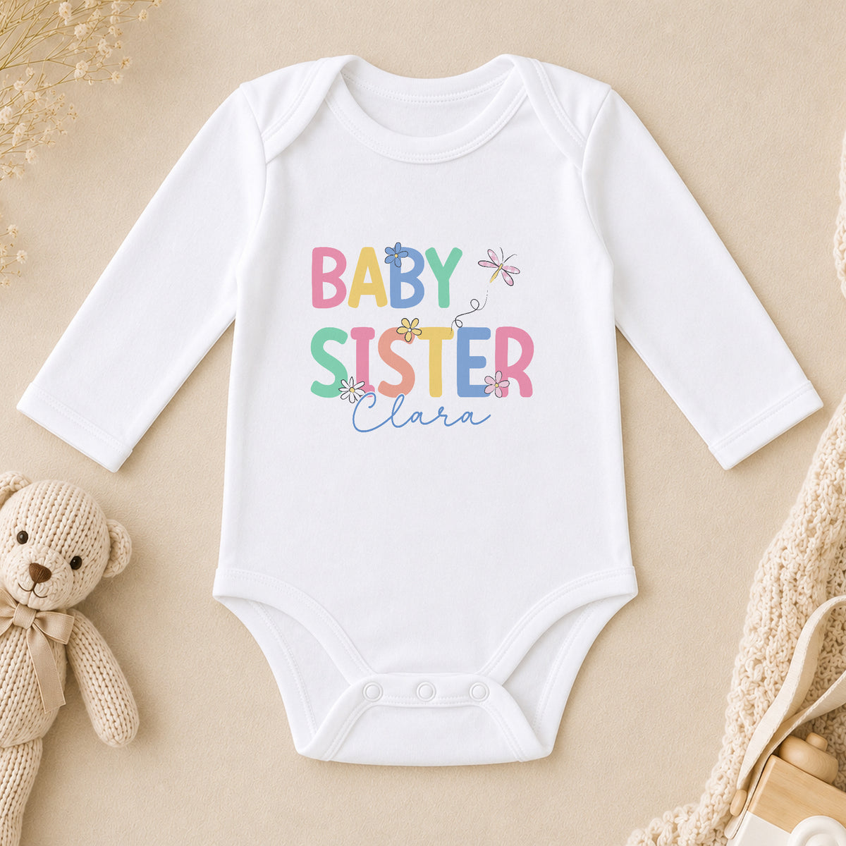 Personalised Baby Sister long sleeve vest