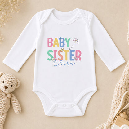 Personalised Baby Sister long sleeve vest