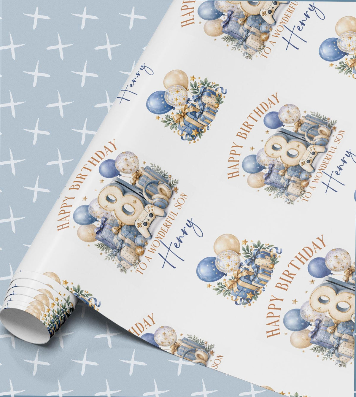 Gaming Wrapping Paper, Personalised Name, Gamer Birthday Gift Wrap