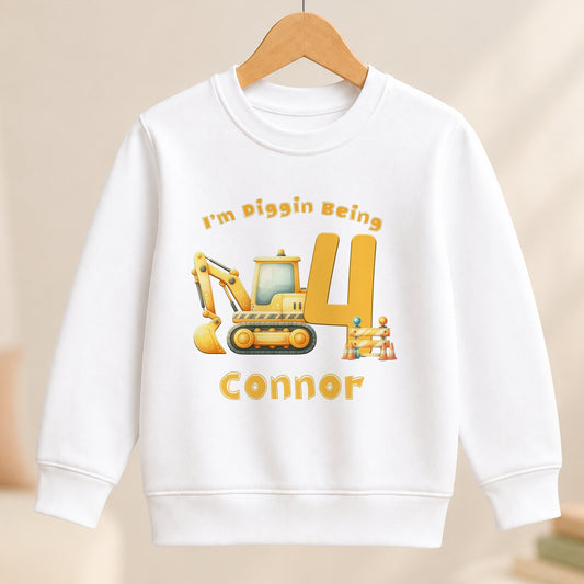 Personalised Digger Birthday Jumper or Tee jumper