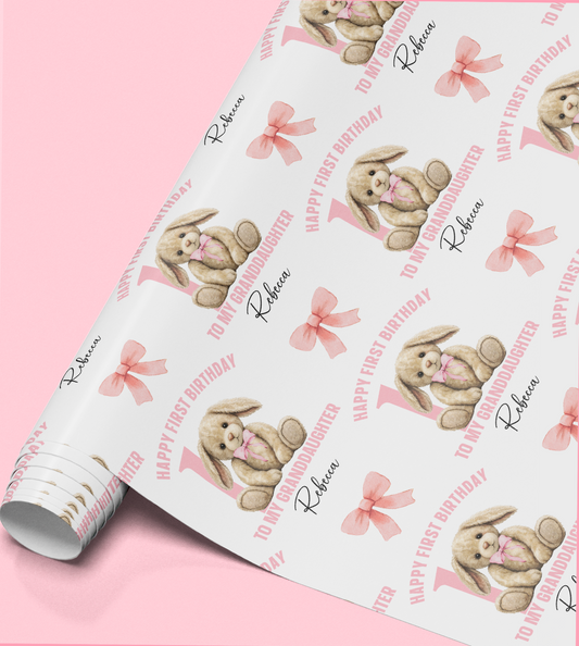 Size and format guide for personalised wrapping paper showing A3, A2 and A1 sheet options and roll lengths from 1m to 10m