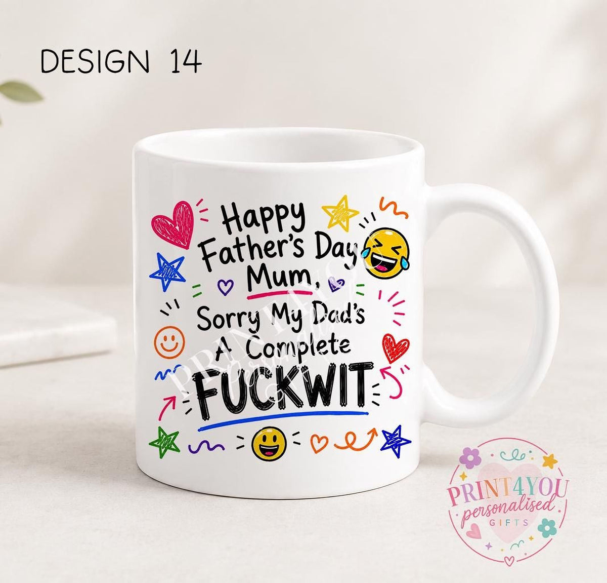 Sweary Father's Day 11oz mug design 4, double sided ceramic print
