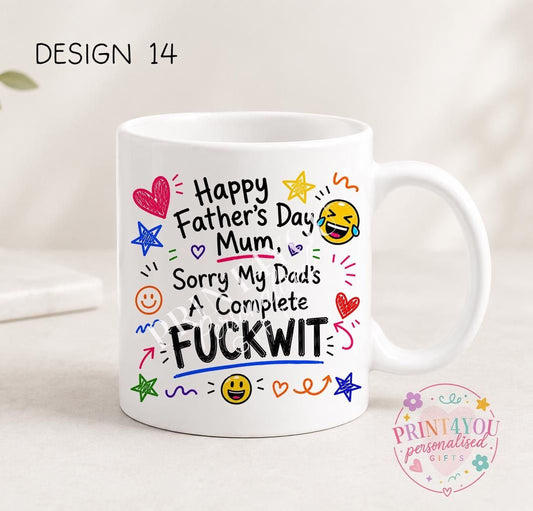 Funny Father's Day coffee cup design 1, premium ceramic double sided print