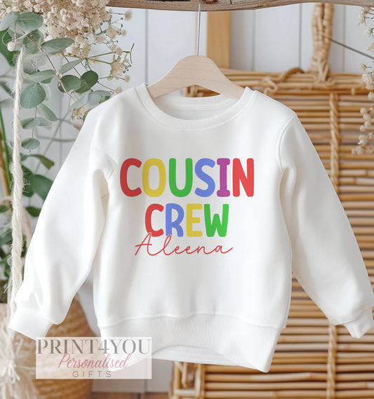 Personalised neutral Crew jumper for kids, family matching sweatshirt, size 6-12 months