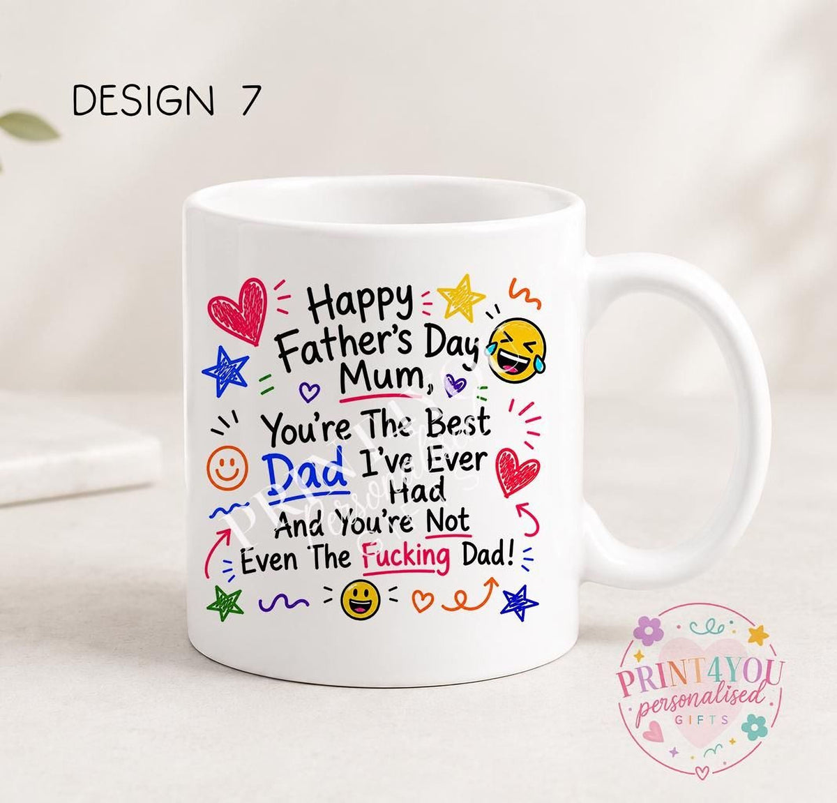Sweary Father's Day 11oz mug design 11, double sided ceramic print
