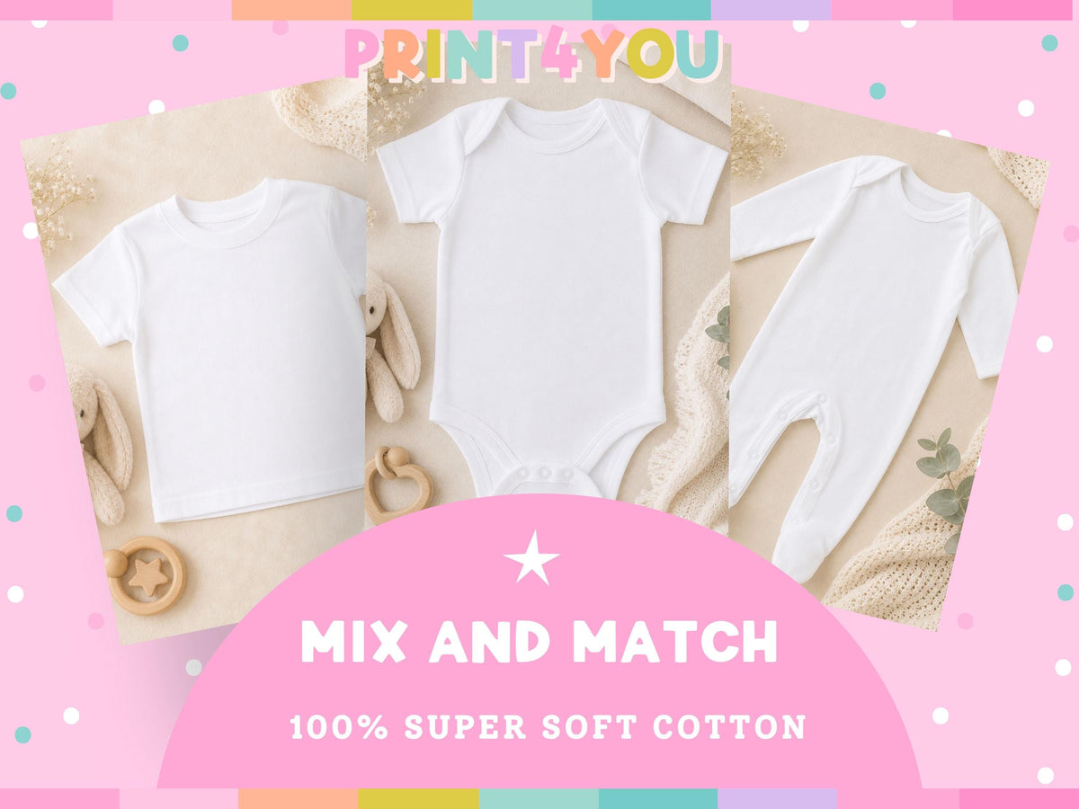 Mix and match – baby vest, sleepsuit, T-shirt and bib bundles available